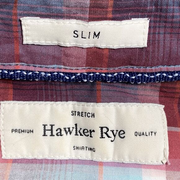 Hawker Rye Button Down Shirt Mens Large Slim Fit Oxford Long Sleeve Preppy Plaid - Picture 3 of 9